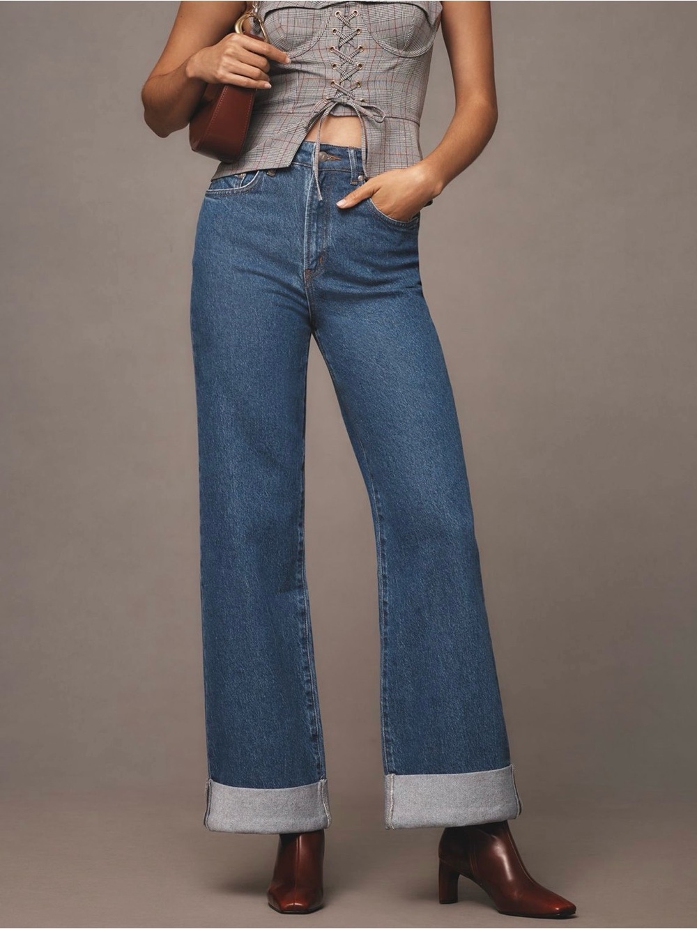 Anthropologie Pilcro Austyn High Rise Cuffed Wide Leg Jeans